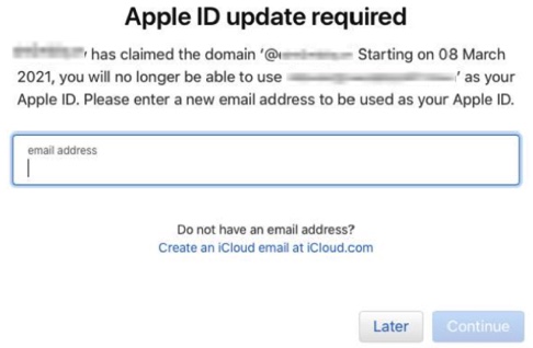 Apple ID:n päivitys vaaditaan